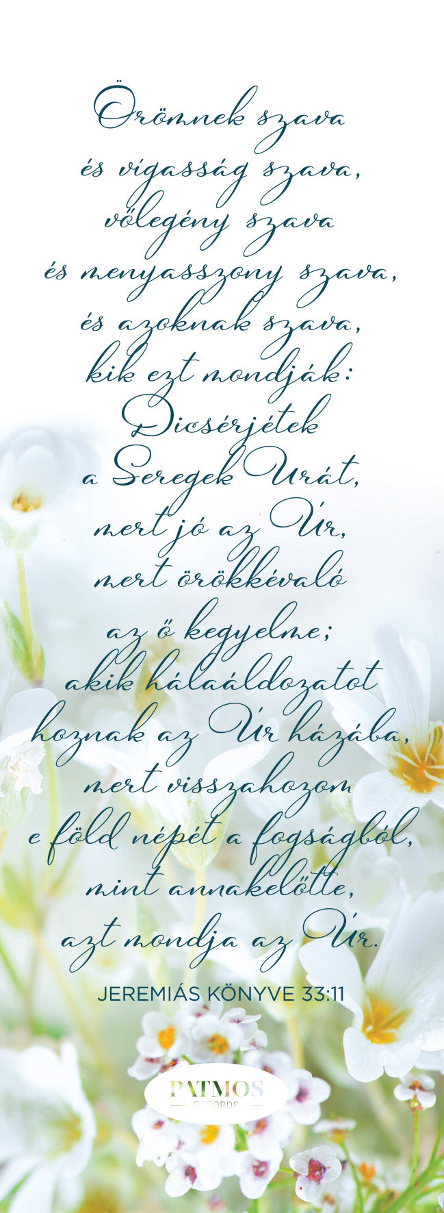 Fehér virágos könyvjelző