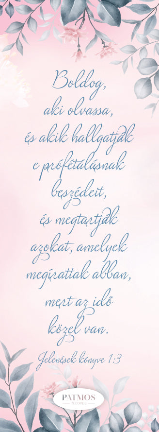 Rózsaszín, kék leveles könyvjelző